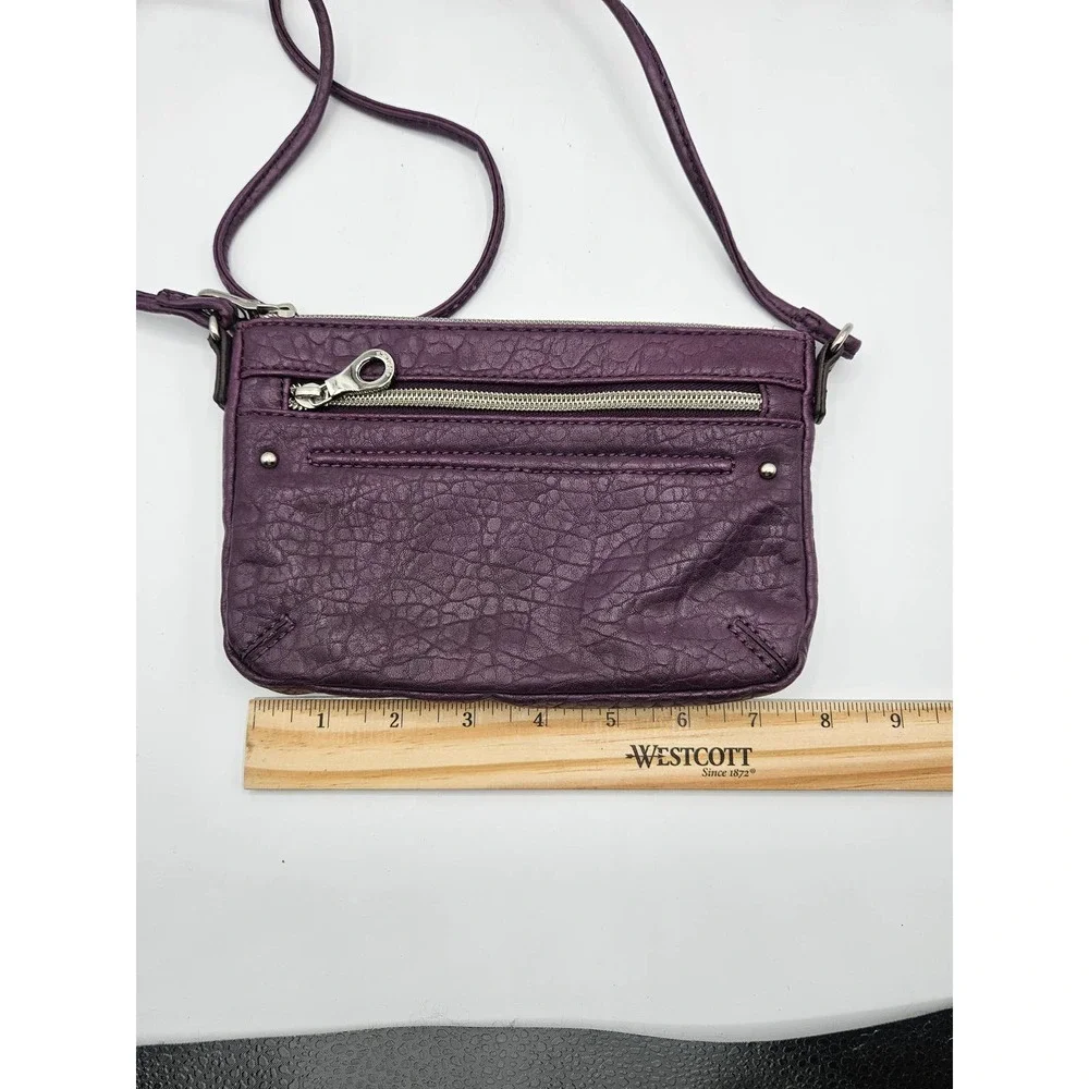 Relic Women's Crossbody Purple Pebbled Leather Purse Handbag Zipper Pocket‎